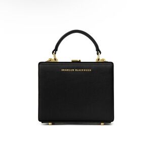 Brandon Blackwood Kendrick Trunk in Black Satin with Brass Hardware